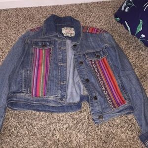 Tribal print jean jacket